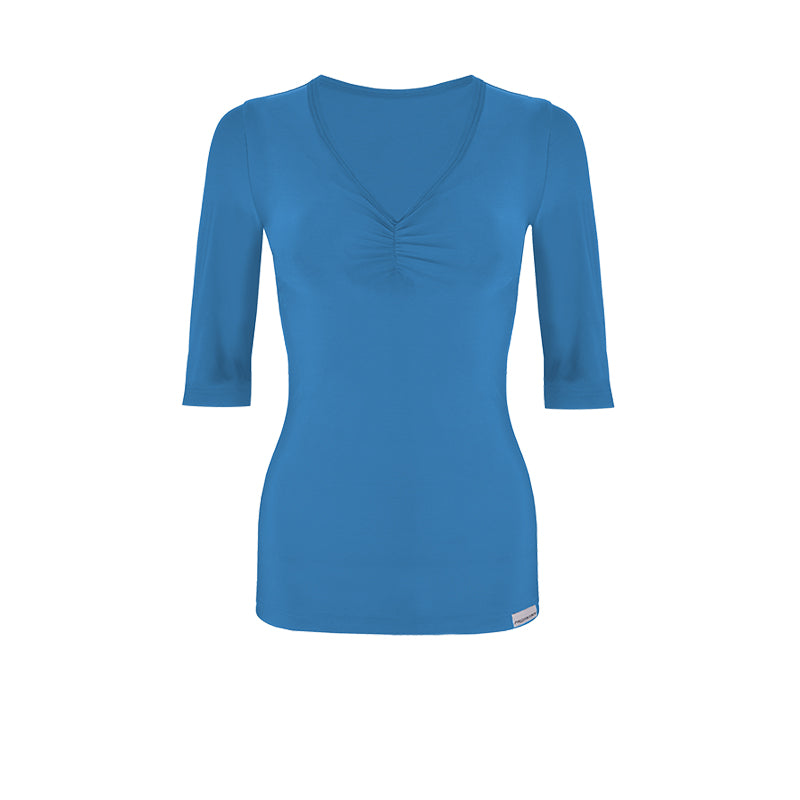 Slim Ruched Elbow Sleeve Top