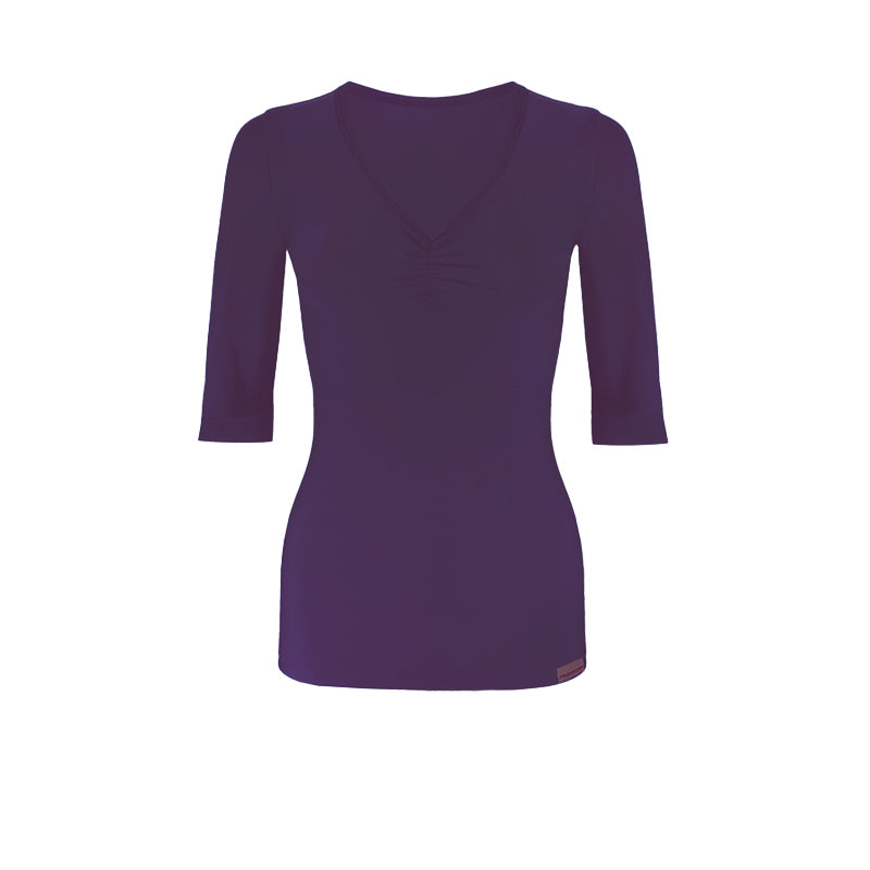 Slim Ruched Elbow Sleeve Top