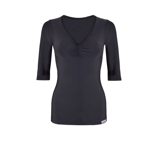 Slim Ruched Elbow Sleeve Top