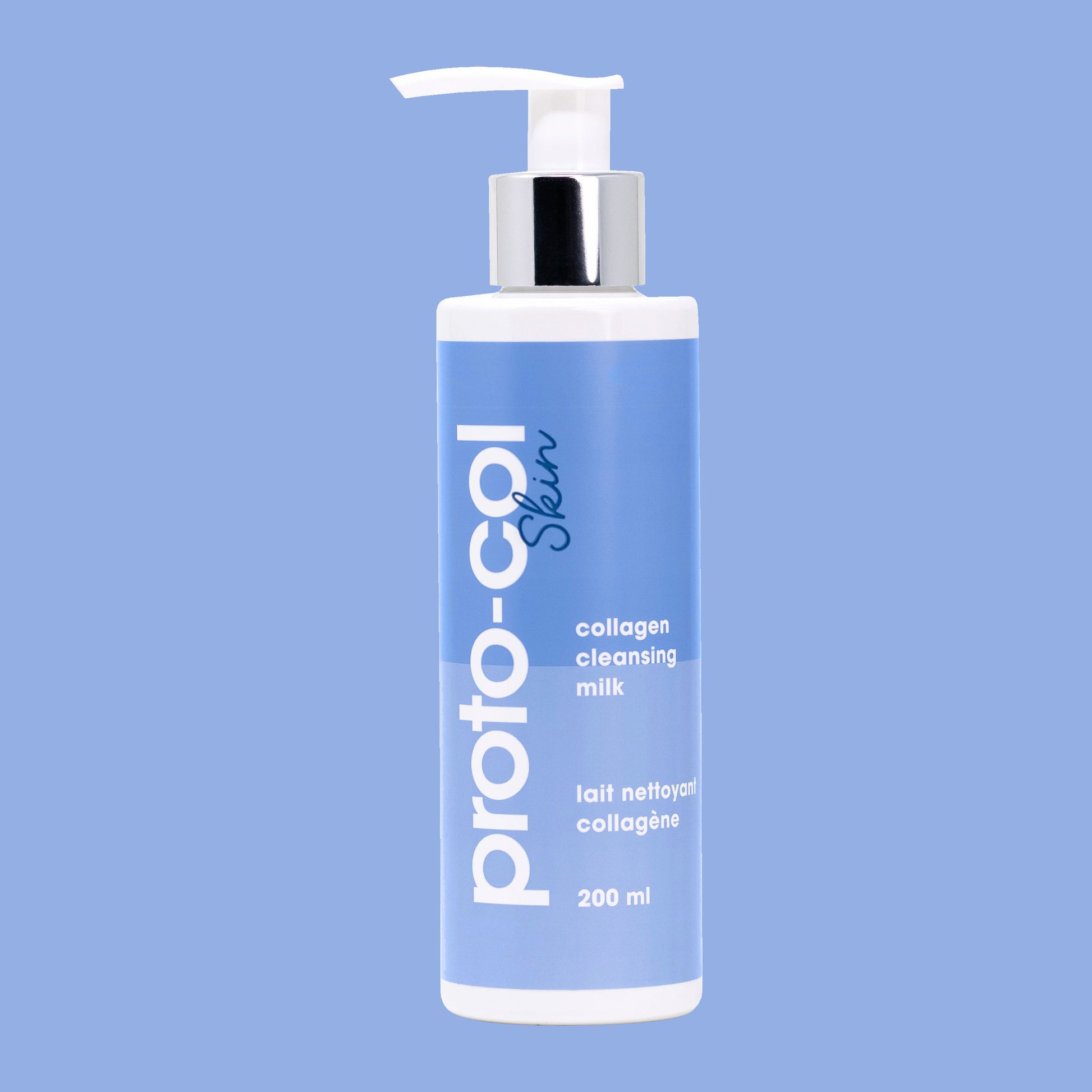 Collagen Cleansing Milk on a light blue background.