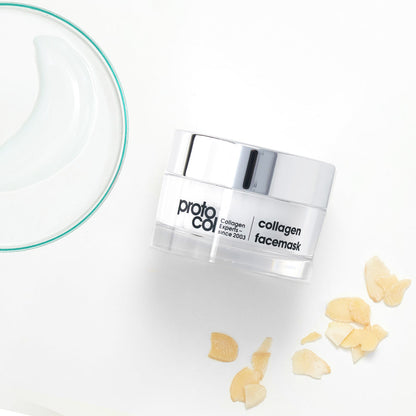 Collagen Facemask flat next to ingredients